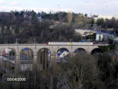 CFL '20xx' crossing a Luxembourg viaduct, April 2006